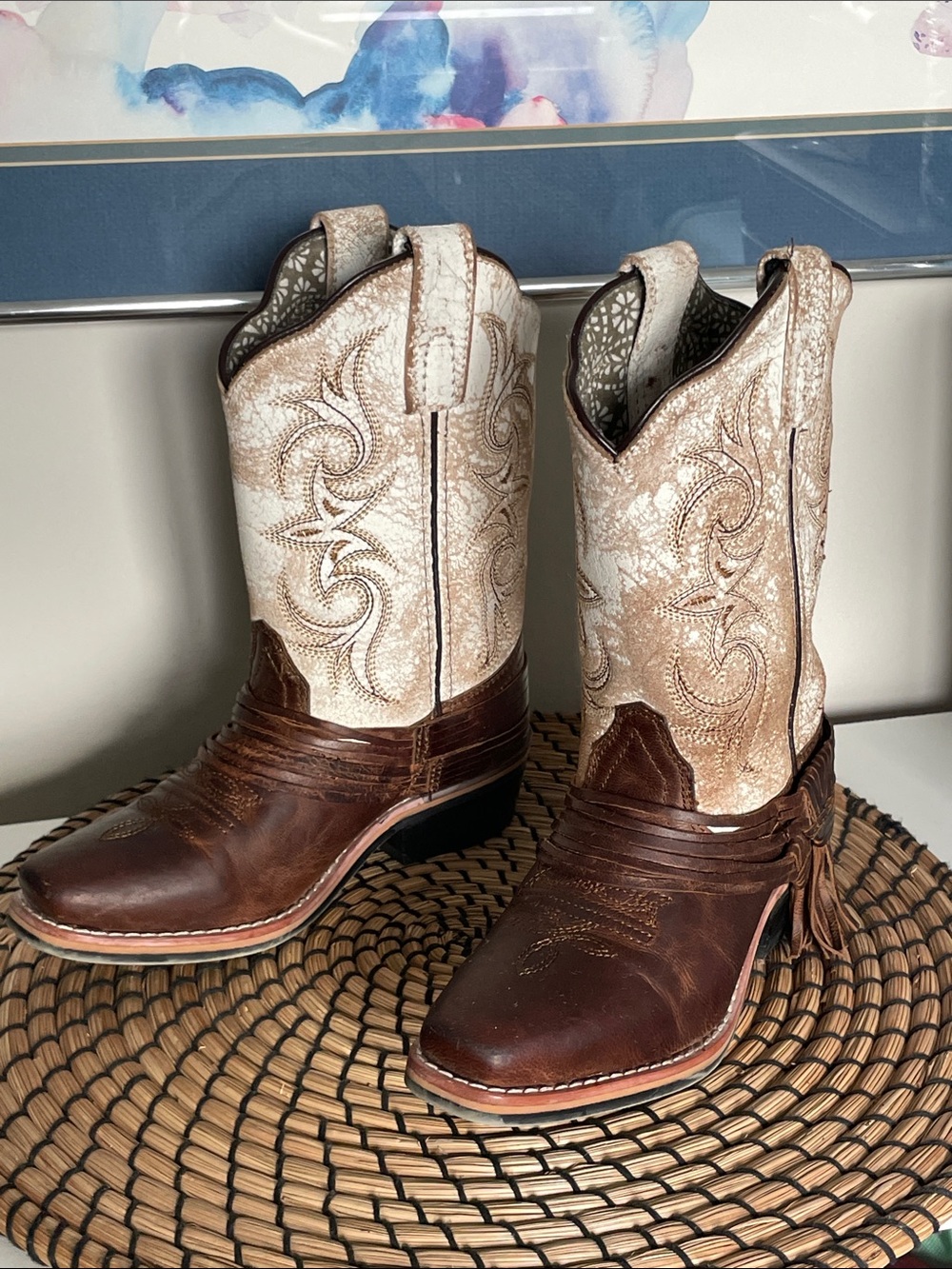 Dan Post Little Girl's Brown & Cream Western Cowboy Boots